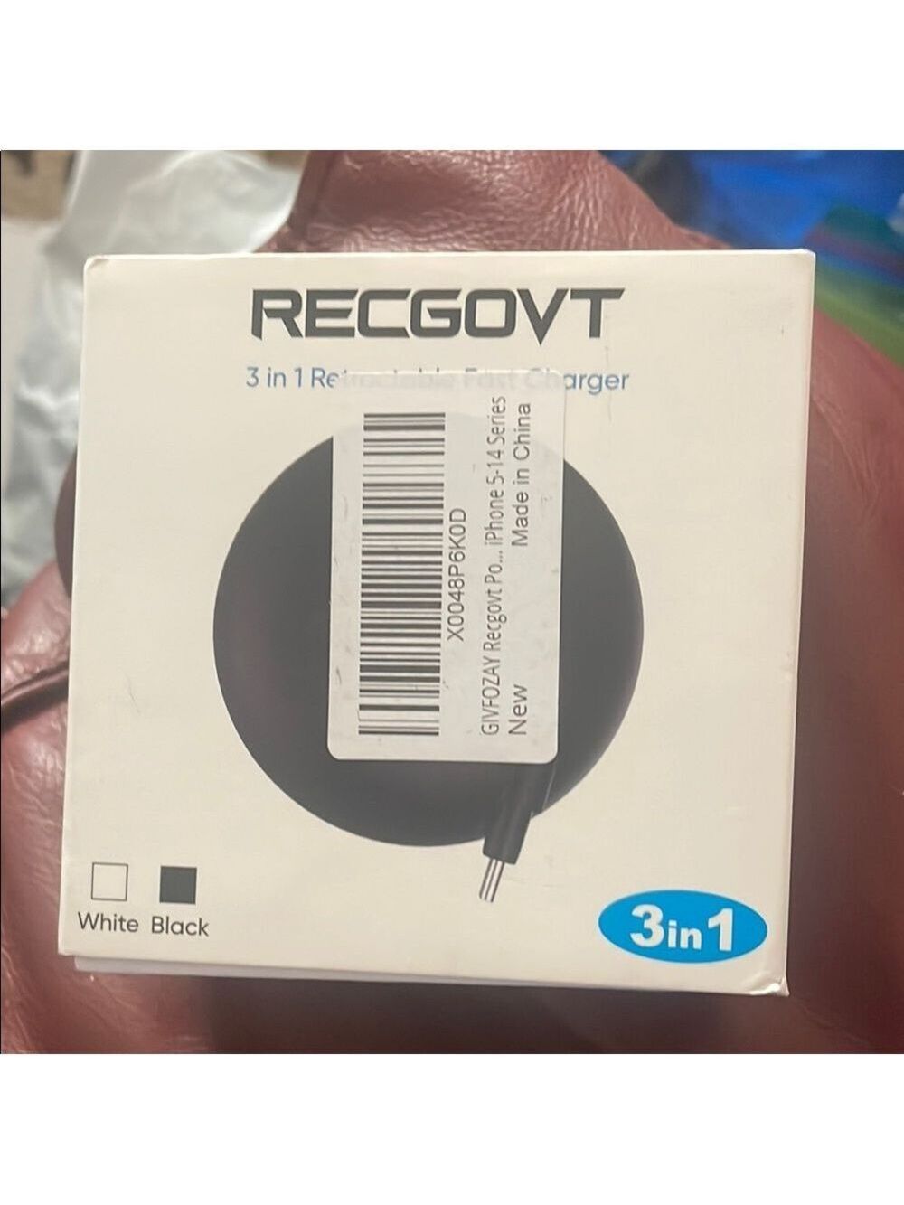 RECGOVT 3-in-1 retractable charging cable and charger